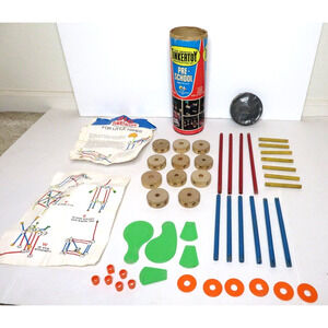 Vintage ORIGINAL TINKERTOY CONSTRUCTION SET No. 104 PRE-SCHOOL 1960s - 47 Pieces